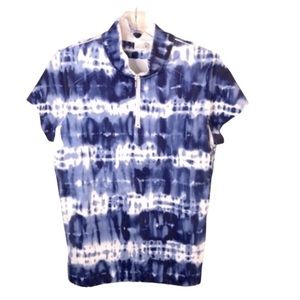 Chico’s Zenergy Golf Tie-Dye 1/4 Zip Convertibe Mocknwck Short Sleeve Top